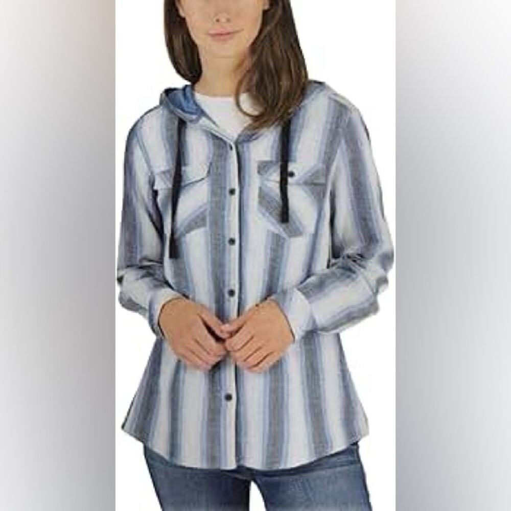 Boston Traders Women's‎ Long Sleeve Button Down Flannel w/ Hood Outdoor Chore M